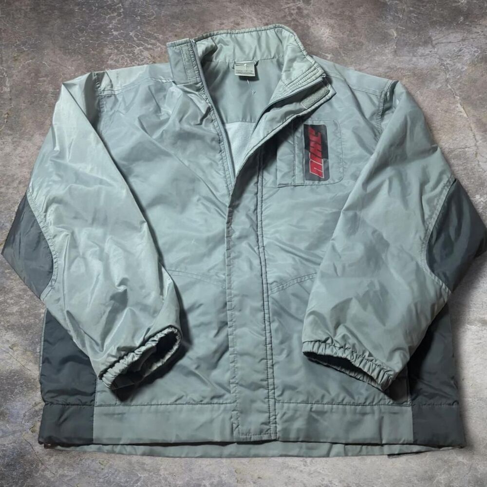 2000s Nike Windbreaker Jacket Men’s Gray Large Spellout Zip Up Rare